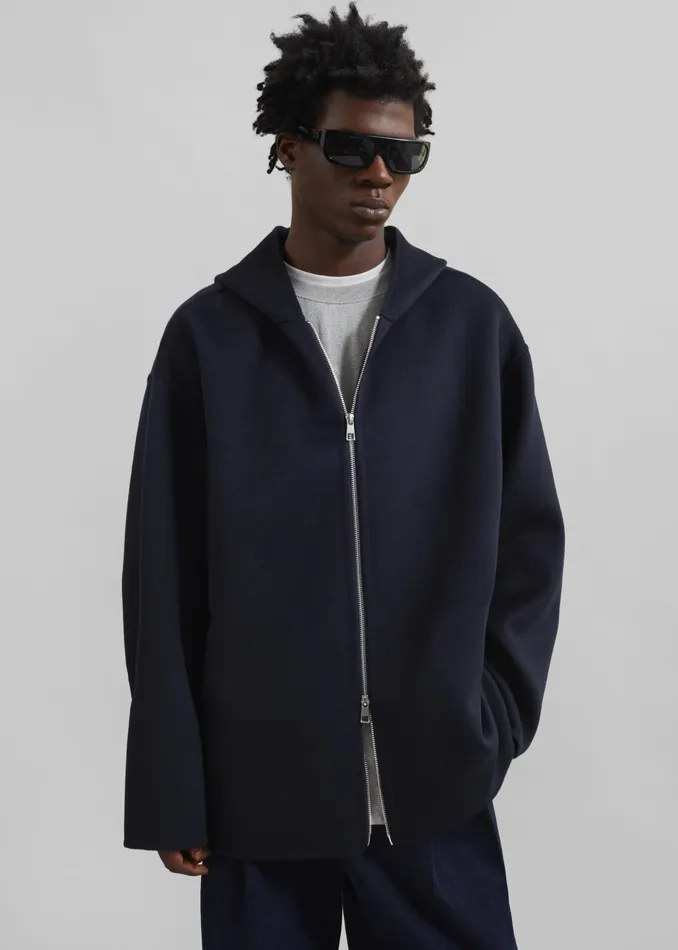 The Frankie Shop Outerwear Men Rye Hooded Wool Jacket 8211 Navy