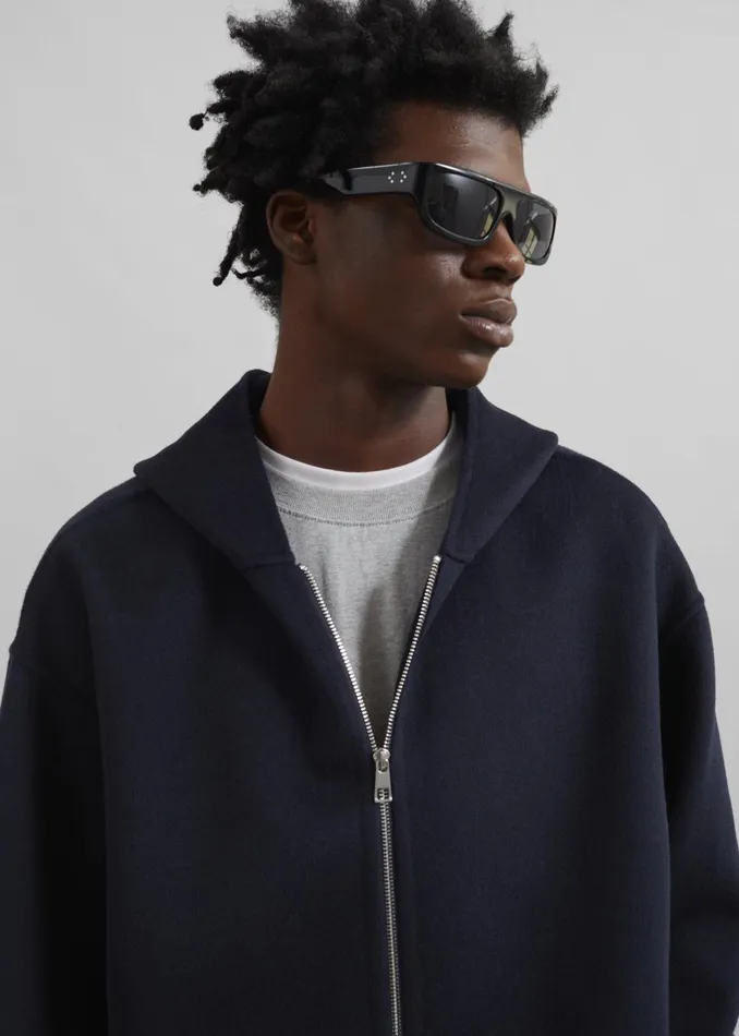 The Frankie Shop Outerwear Men Rye Hooded Wool Jacket 8211 Navy