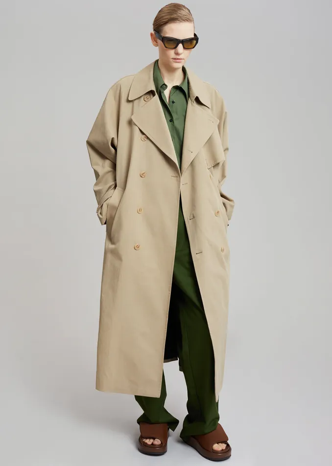 The Frankie Shop Outerwear MenWomen Umi Belted Trench Coat 8211 Beige