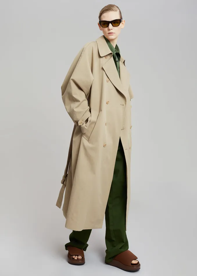 The Frankie Shop Outerwear MenWomen Umi Belted Trench Coat 8211 Beige