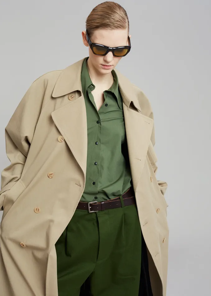 The Frankie Shop Outerwear MenWomen Umi Belted Trench Coat 8211 Beige