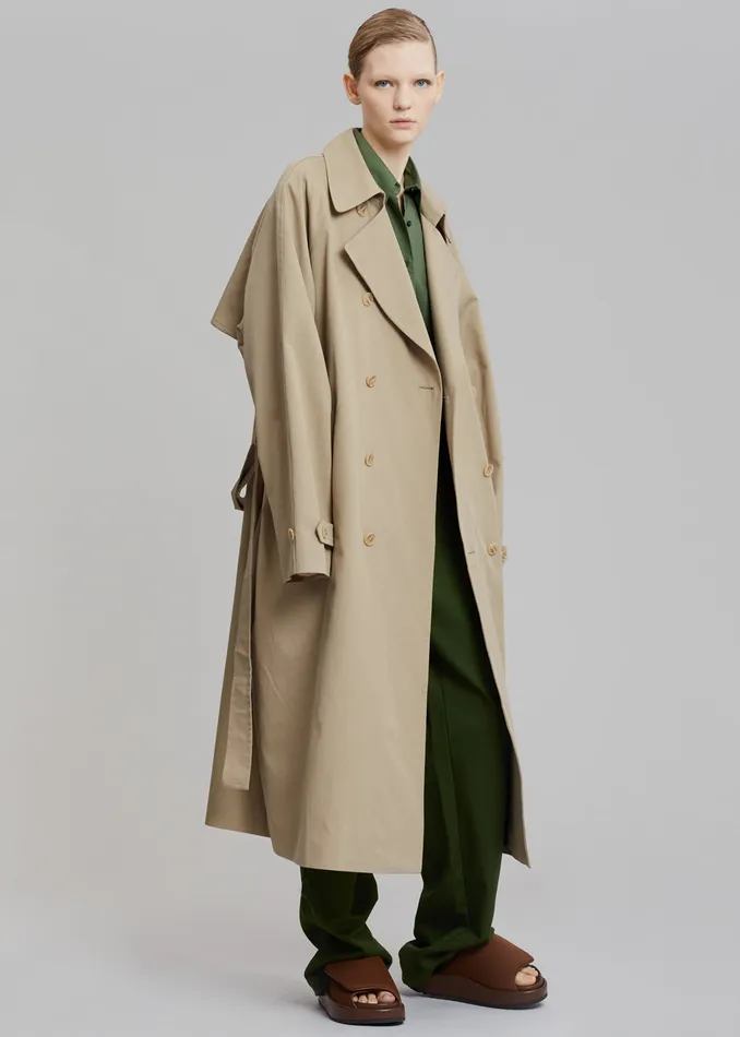 The Frankie Shop Outerwear MenWomen Umi Belted Trench Coat 8211 Beige