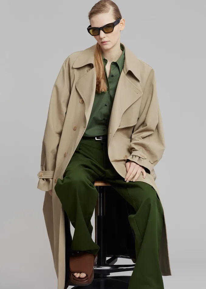 The Frankie Shop Outerwear MenWomen Umi Belted Trench Coat 8211 Beige