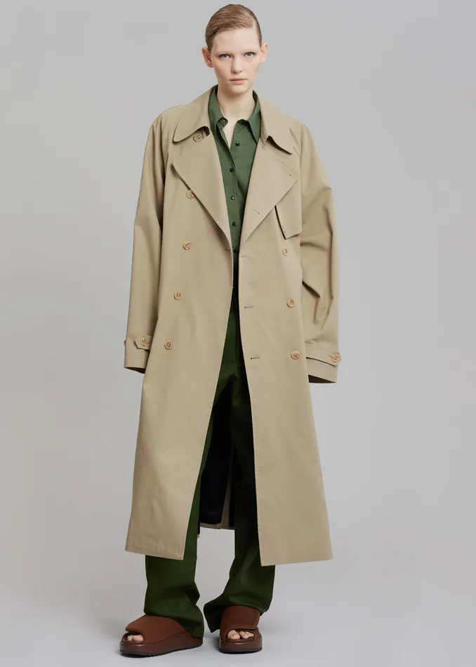The Frankie Shop Outerwear MenWomen Umi Belted Trench Coat 8211 Beige