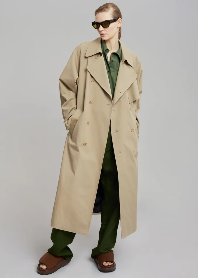 The Frankie Shop Outerwear MenWomen Umi Belted Trench Coat 8211 Beige
