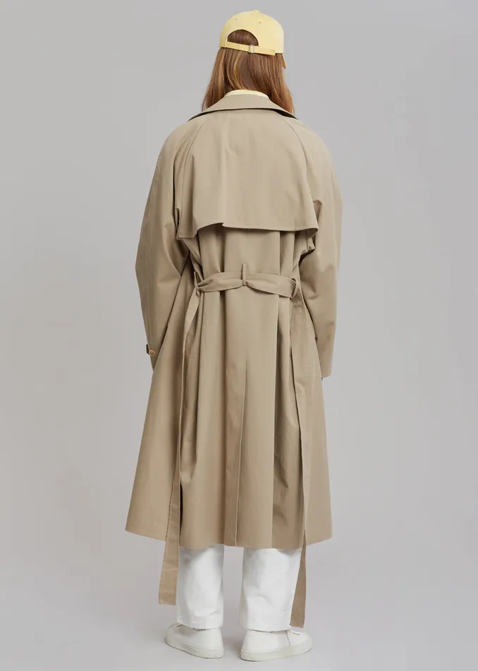 The Frankie Shop Outerwear MenWomen Umi Belted Trench Coat 8211 Beige
