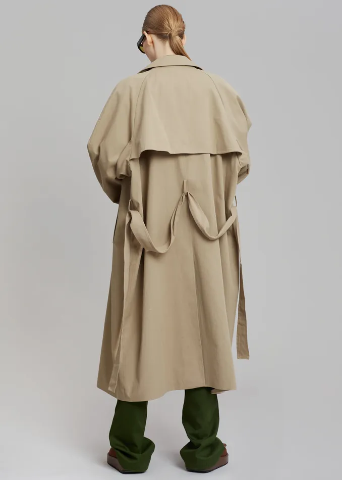 The Frankie Shop Outerwear MenWomen Umi Belted Trench Coat 8211 Beige