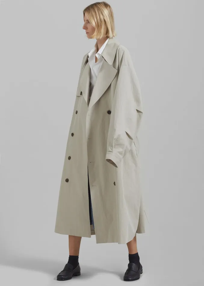 The Frankie Shop Outerwear Women Anika Double Breasted Trench Coat 8211 Beige