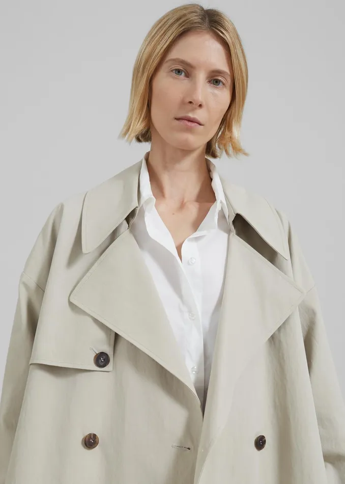 The Frankie Shop Outerwear Women Anika Double Breasted Trench Coat 8211 Beige