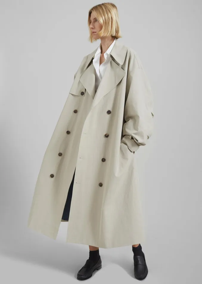 The Frankie Shop Outerwear Women Anika Double Breasted Trench Coat 8211 Beige