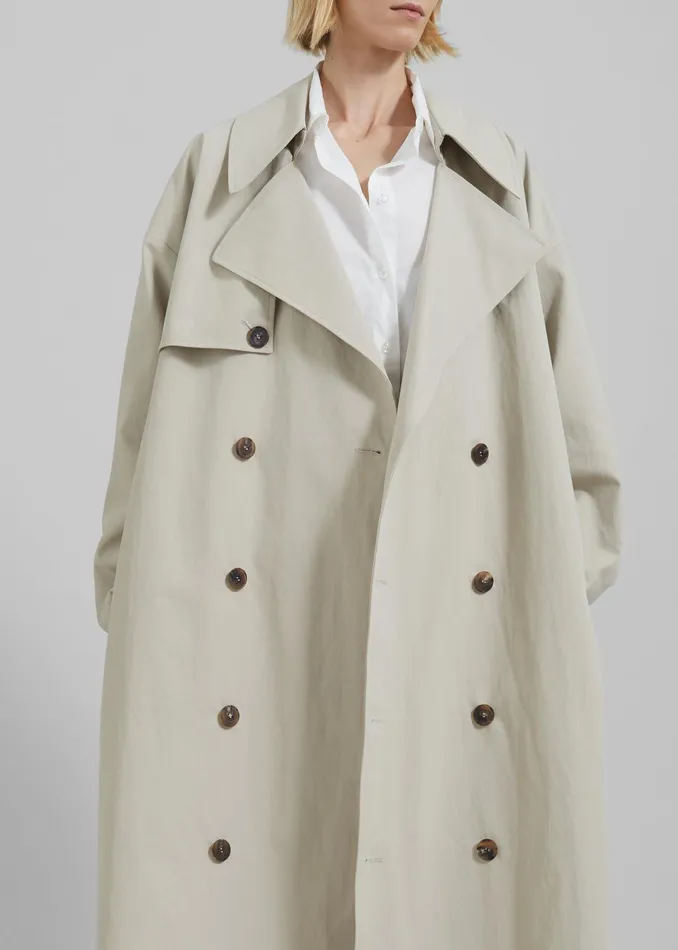 The Frankie Shop Outerwear Women Anika Double Breasted Trench Coat 8211 Beige