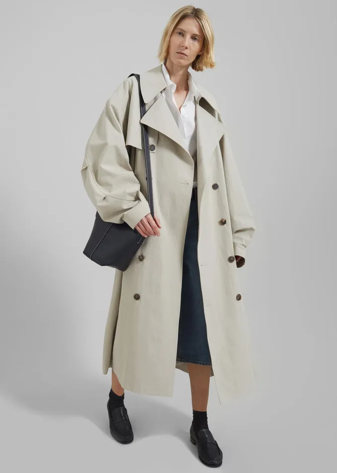 The Frankie Shop Outerwear Women Anika Double Breasted Trench Coat 8211 Beige