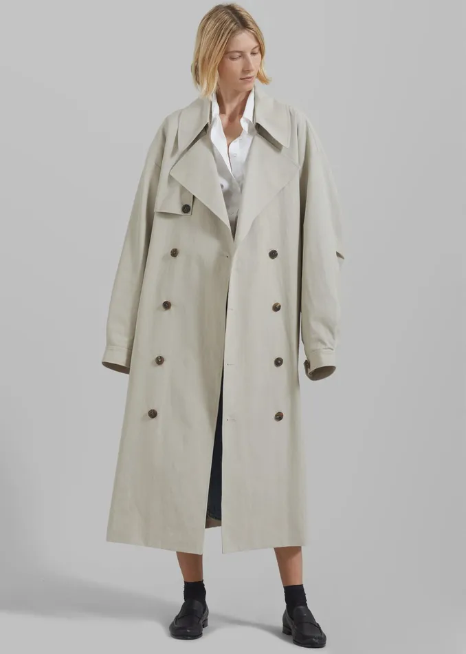 The Frankie Shop Outerwear Women Anika Double Breasted Trench Coat 8211 Beige