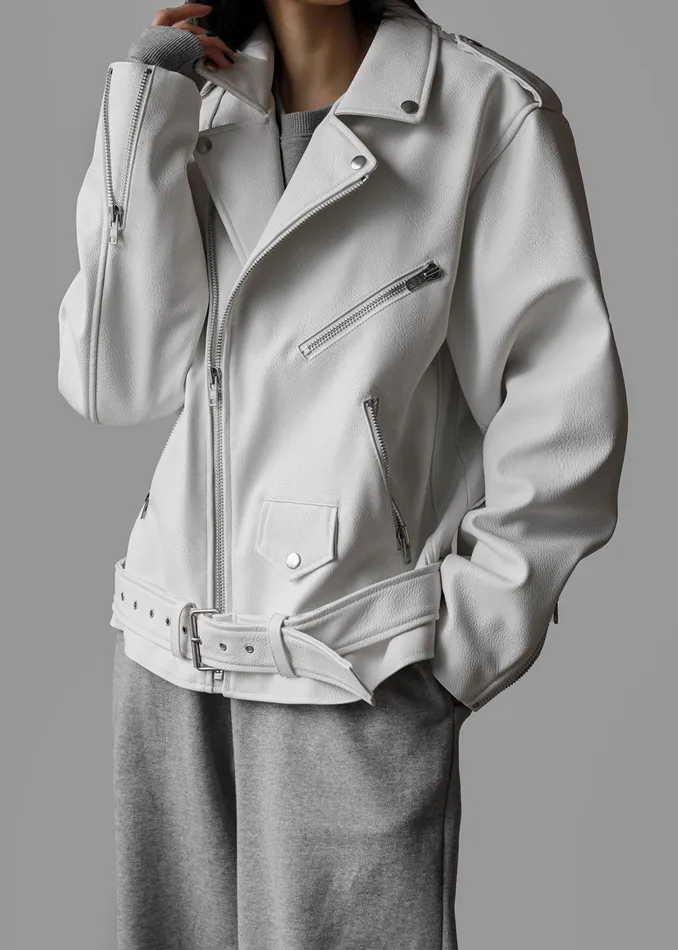The Frankie Shop Outerwear Women Aria Faux Leather Jacket 8211 White