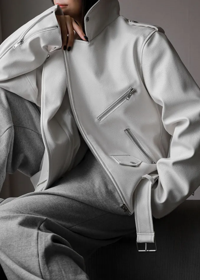 The Frankie Shop Outerwear Women Aria Faux Leather Jacket 8211 White