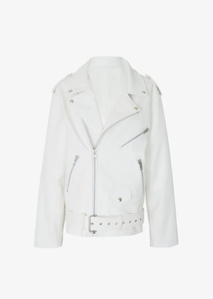 The Frankie Shop Outerwear Women Aria Faux Leather Jacket 8211 White