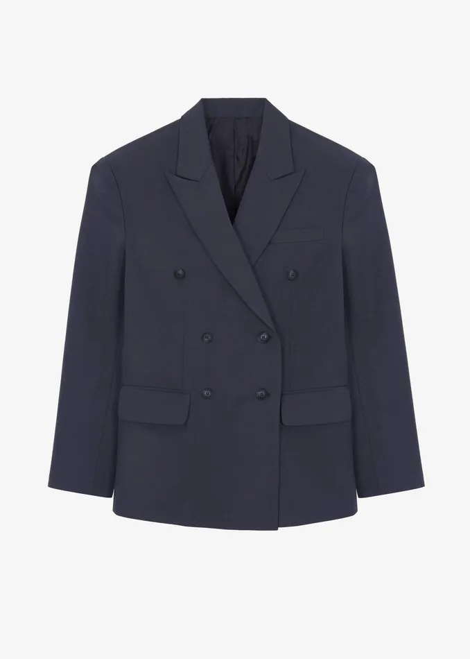 The Frankie Shop Outerwear Women Carmen Double Breasted Blazer 8211 Charcoal