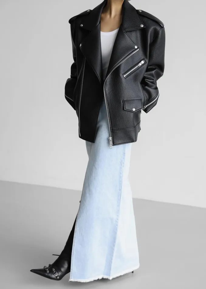 The Frankie Shop Outerwear Women Chicago Oversized Biker Jacket 8211 Black