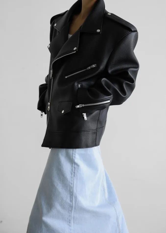 The Frankie Shop Outerwear Women Chicago Oversized Biker Jacket 8211 Black