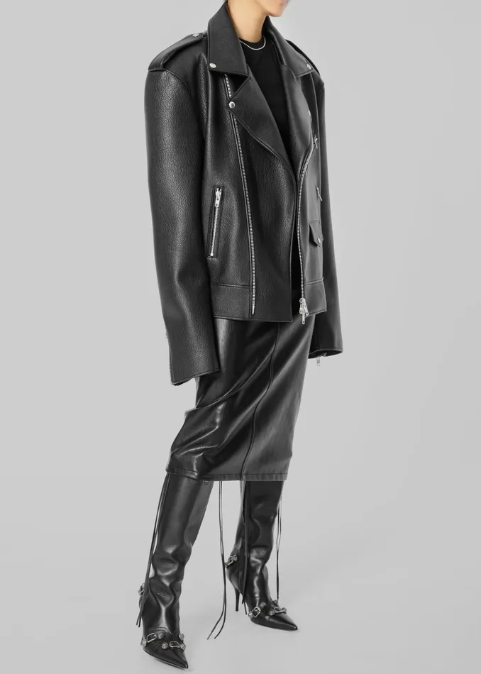 The Frankie Shop Outerwear Women Chicago Oversized Biker Jacket 8211 Black