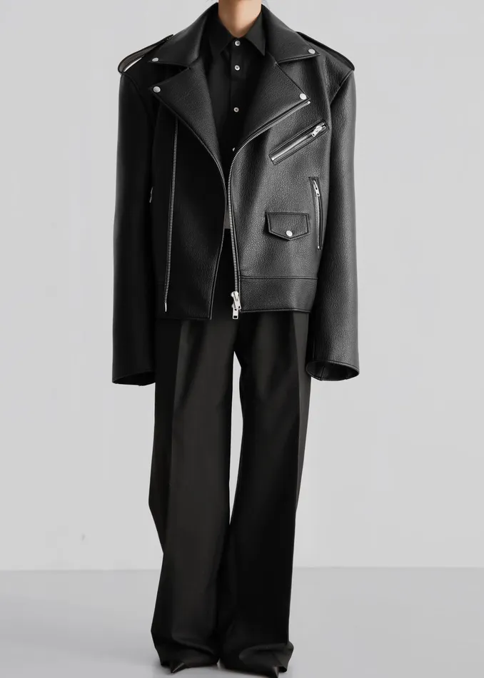 The Frankie Shop Outerwear Women Chicago Oversized Biker Jacket 8211 Black