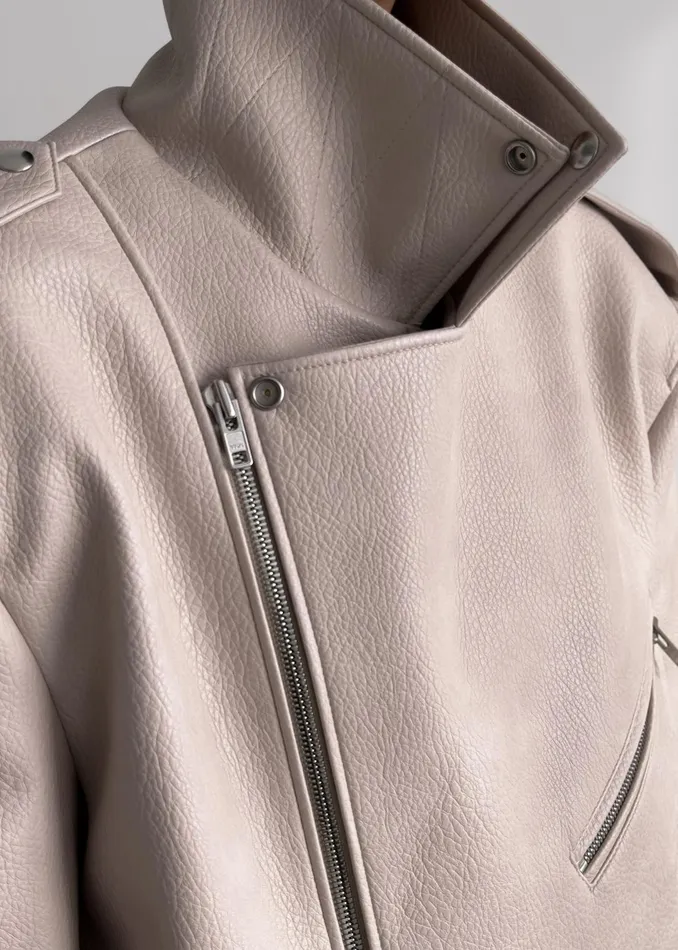 The Frankie Shop Outerwear Women Chicago Oversized Biker Jacket 8211 Cream
