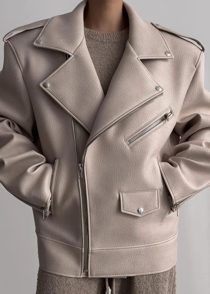 The Frankie Shop Outerwear Women Chicago Oversized Biker Jacket 8211 Cream