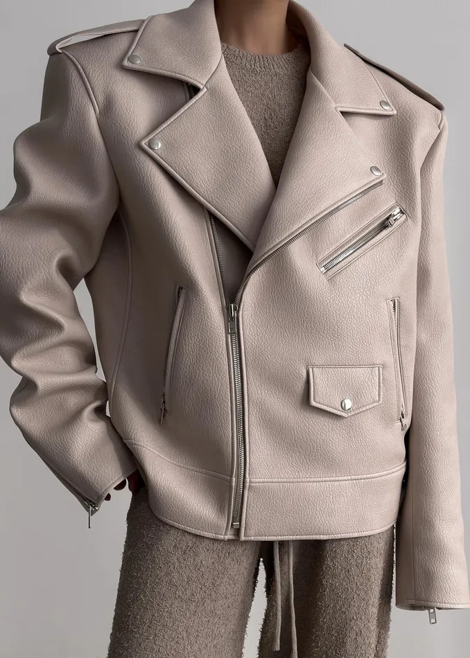 The Frankie Shop Outerwear Women Chicago Oversized Biker Jacket 8211 Cream