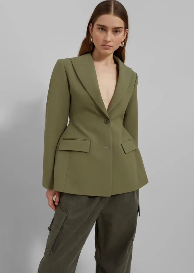 The Frankie Shop Outerwear Women Colette Hourglass Blazer 8211 Khaki
