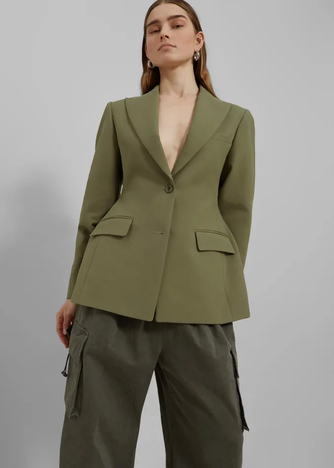 The Frankie Shop Outerwear Women Colette Hourglass Blazer 8211 Khaki