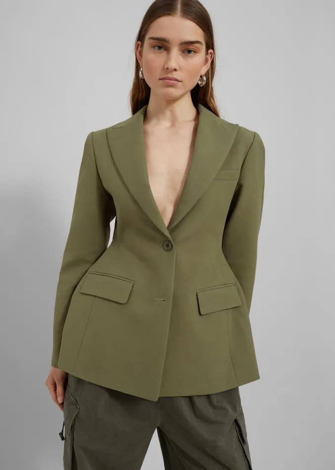 The Frankie Shop Outerwear Women Colette Hourglass Blazer 8211 Khaki