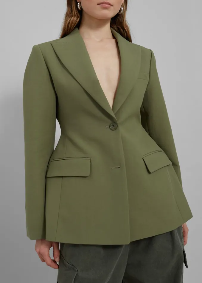 The Frankie Shop Outerwear Women Colette Hourglass Blazer 8211 Khaki