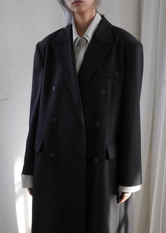 The Frankie Shop Outerwear Women Dex Double Breasted Coat 8211 Black