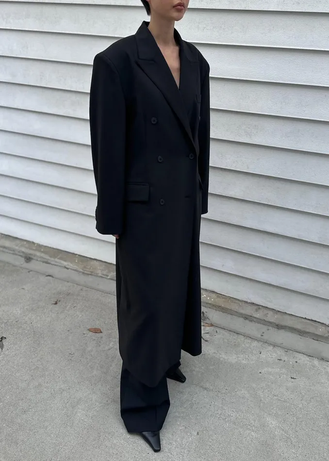 The Frankie Shop Outerwear Women Dex Double Breasted Coat 8211 Black