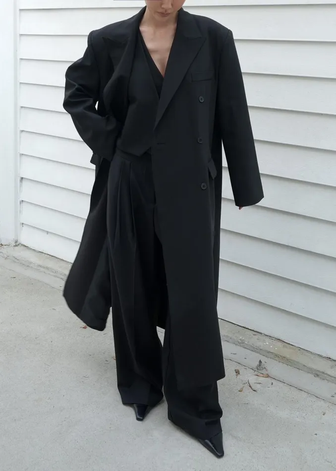 The Frankie Shop Outerwear Women Dex Double Breasted Coat 8211 Black