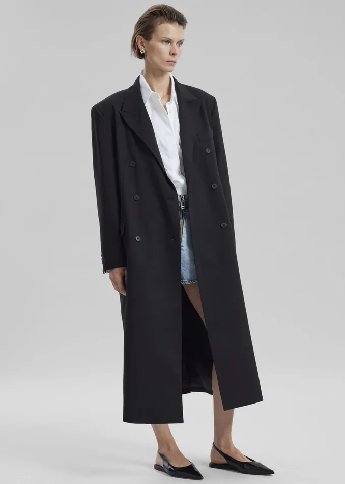 The Frankie Shop Outerwear Women Dex Double Breasted Coat 8211 Black