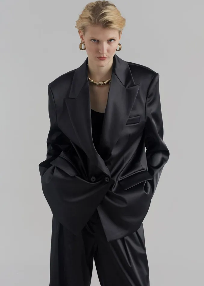 The Frankie Shop Outerwear Women Eliane Satin Blazer 8211 Black