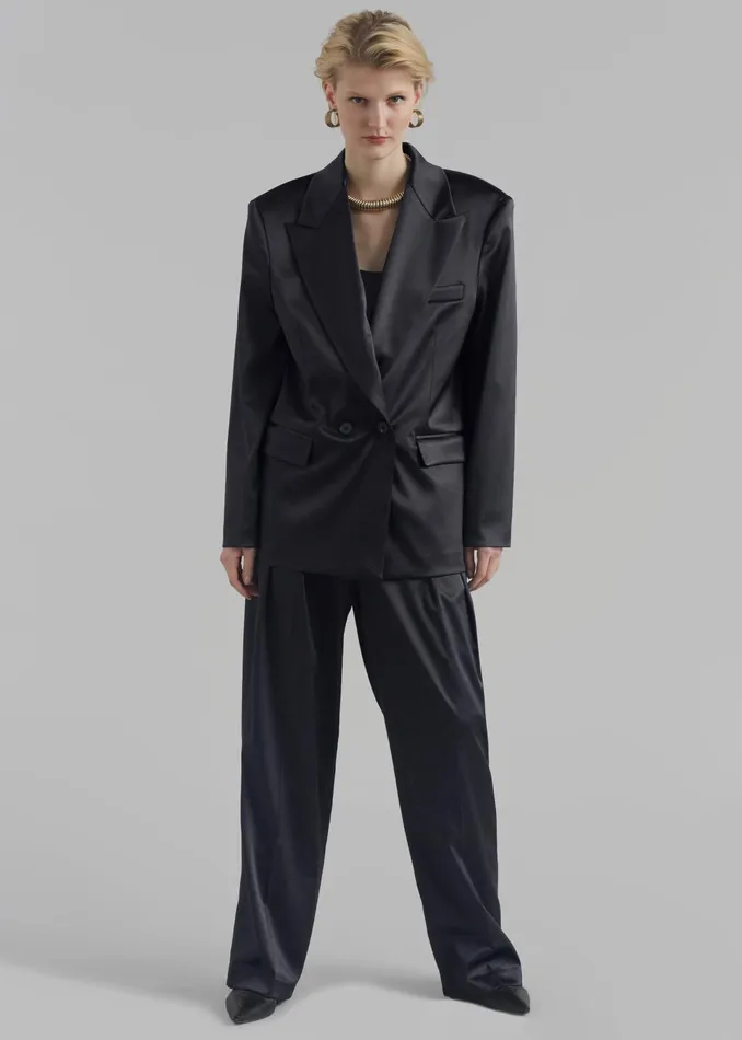 The Frankie Shop Outerwear Women Eliane Satin Blazer 8211 Black