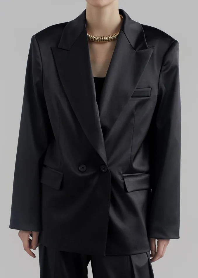 The Frankie Shop Outerwear Women Eliane Satin Blazer 8211 Black