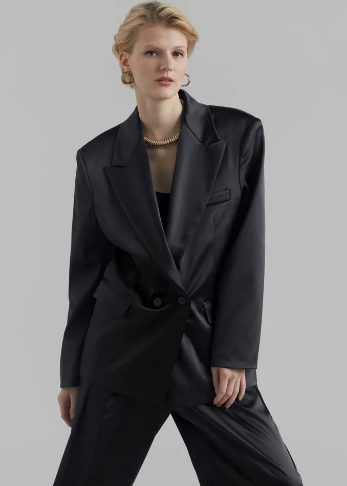 The Frankie Shop Outerwear Women Eliane Satin Blazer 8211 Black