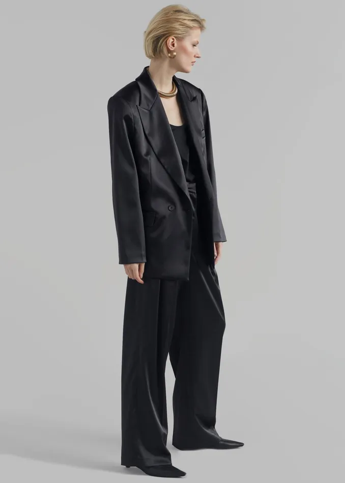 The Frankie Shop Outerwear Women Eliane Satin Blazer 8211 Black