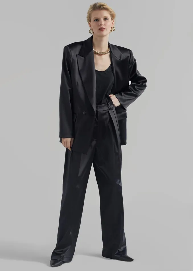 The Frankie Shop Outerwear Women Eliane Satin Blazer 8211 Black