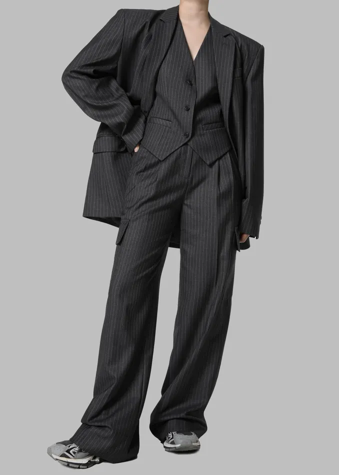 The Frankie Shop Outerwear Women Elise Vest 8211 GreyWhite Pinstripe