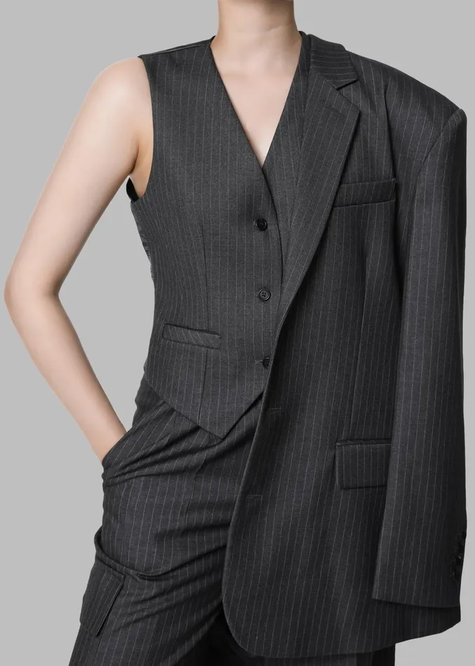 The Frankie Shop Outerwear Women Elise Vest 8211 GreyWhite Pinstripe