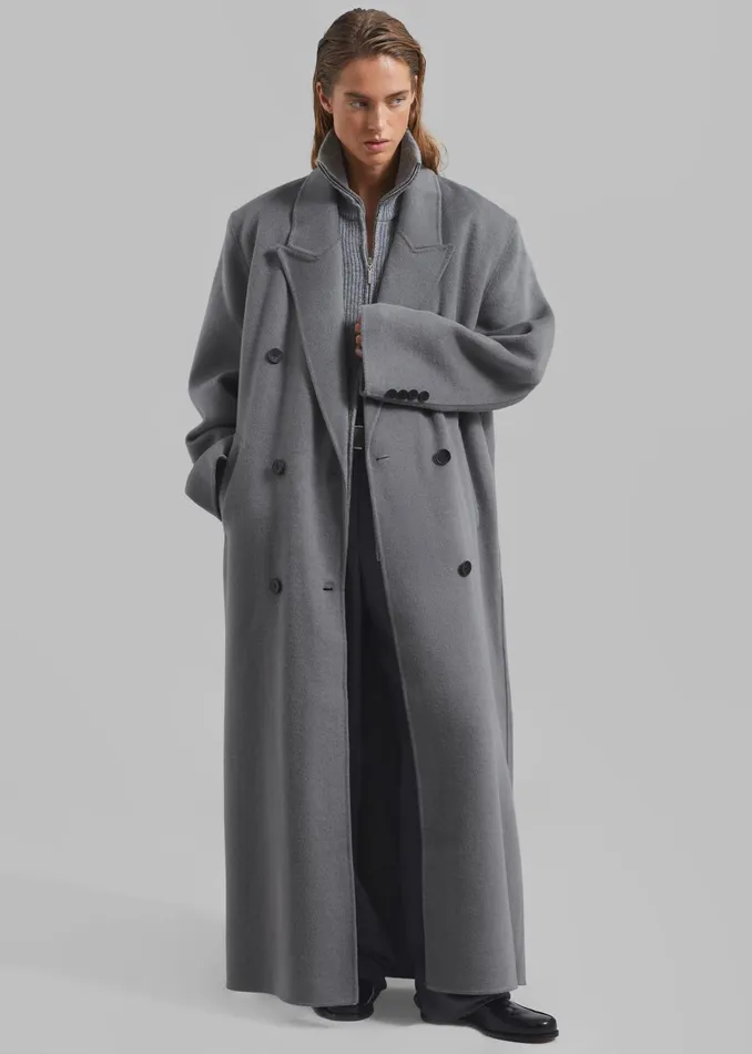 The Frankie Shop Outerwear Women Gaia Double Breasted Coat 8211 Grey
