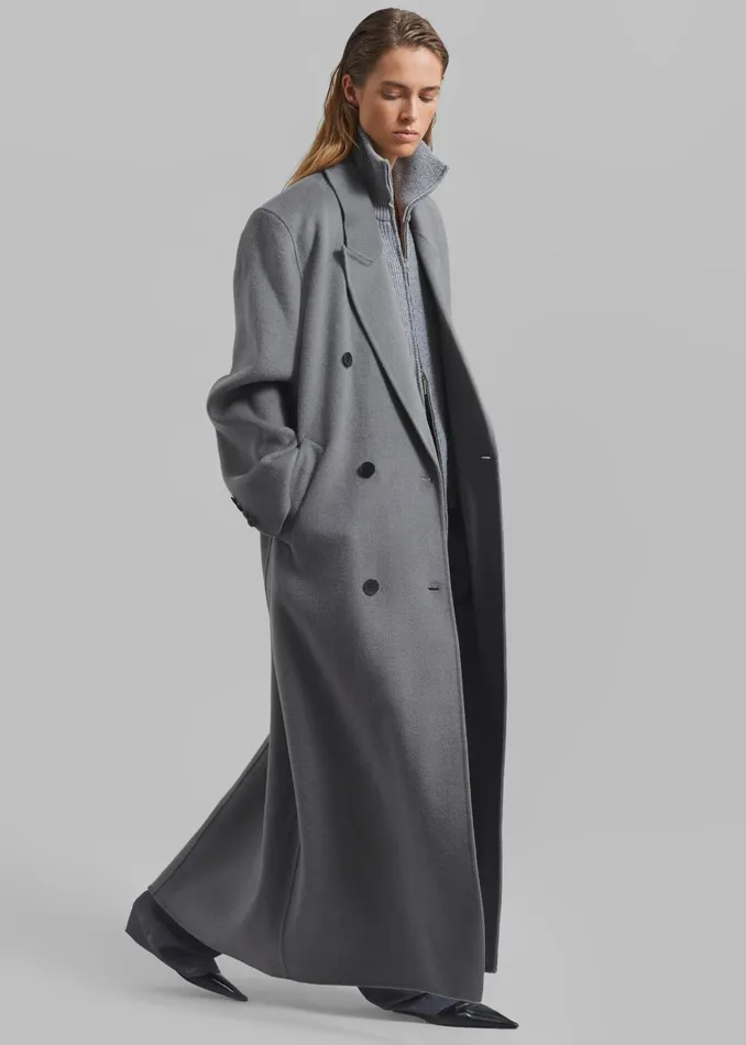 The Frankie Shop Outerwear Women Gaia Double Breasted Coat 8211 Grey