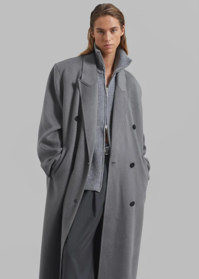 The Frankie Shop Outerwear Women Gaia Double Breasted Coat 8211 Grey