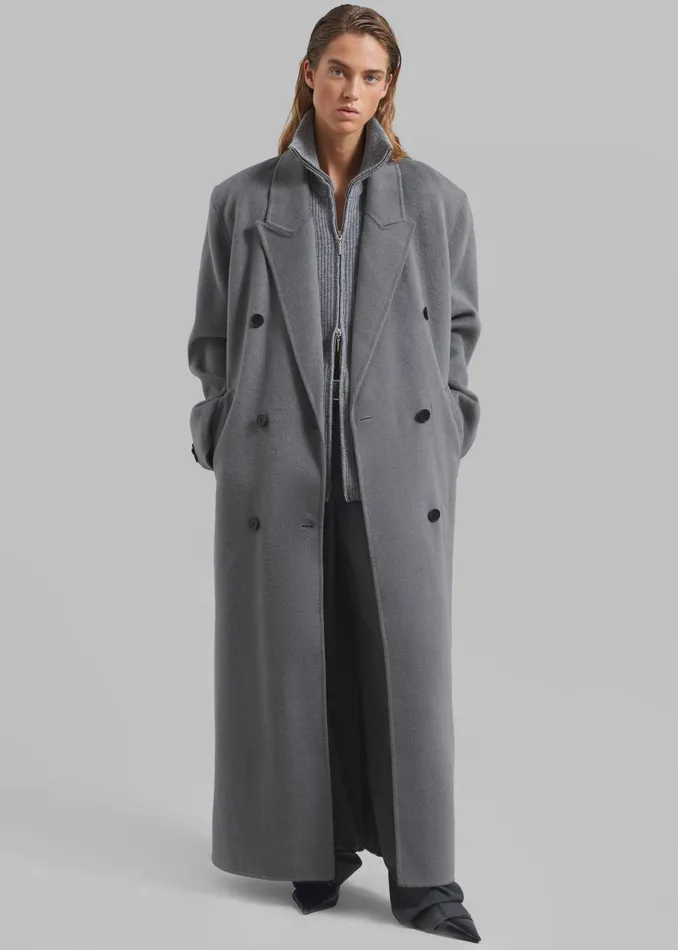 The Frankie Shop Outerwear Women Gaia Double Breasted Coat 8211 Grey