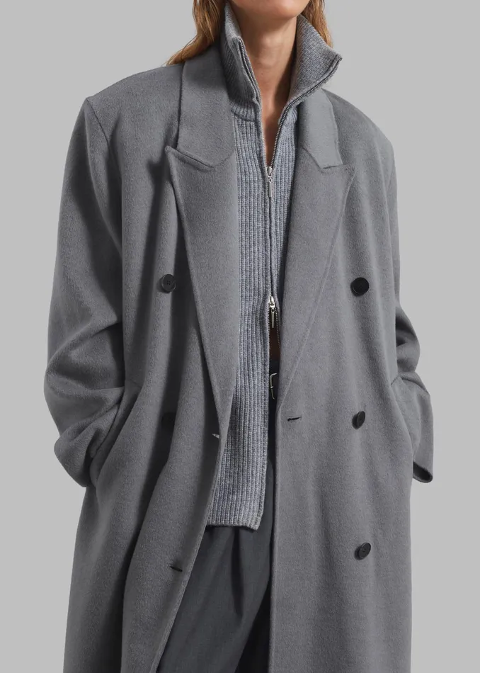 The Frankie Shop Outerwear Women Gaia Double Breasted Coat 8211 Grey