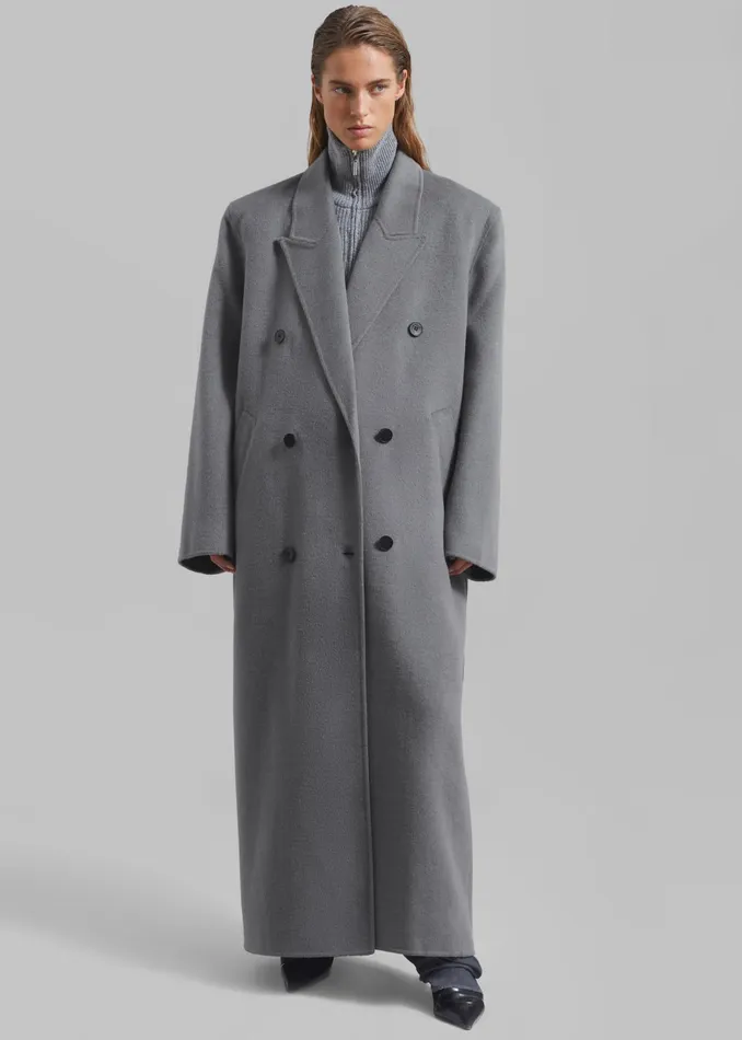 The Frankie Shop Outerwear Women Gaia Double Breasted Coat 8211 Grey